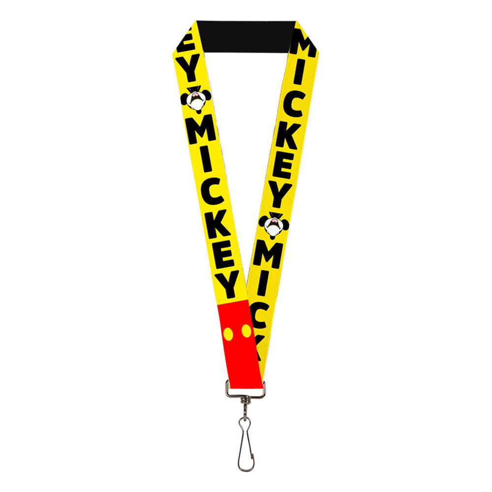 Lanyard - 1.0" - MICKEY Smiling Up Pose Flip Buttons Yellow Black Red