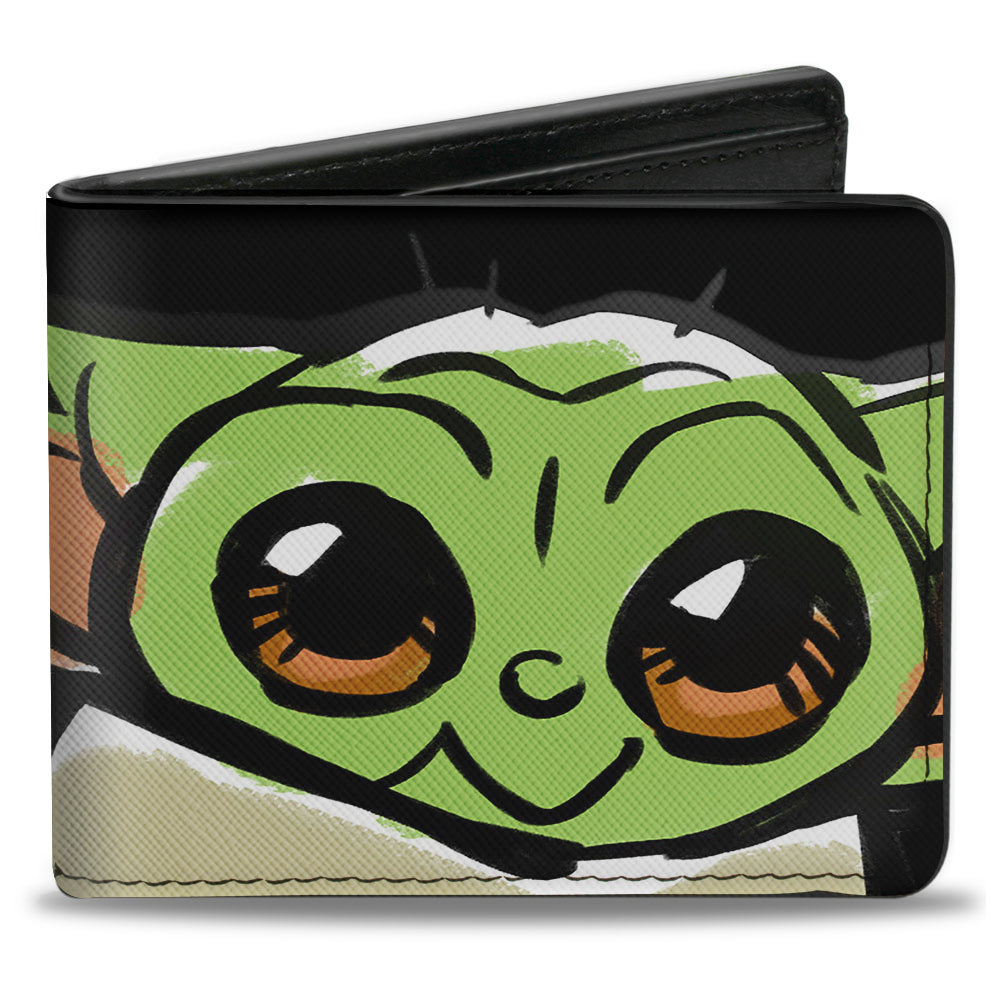 Bi-Fold Wallet - Star Wars The Child Smiling Impression Painting Black