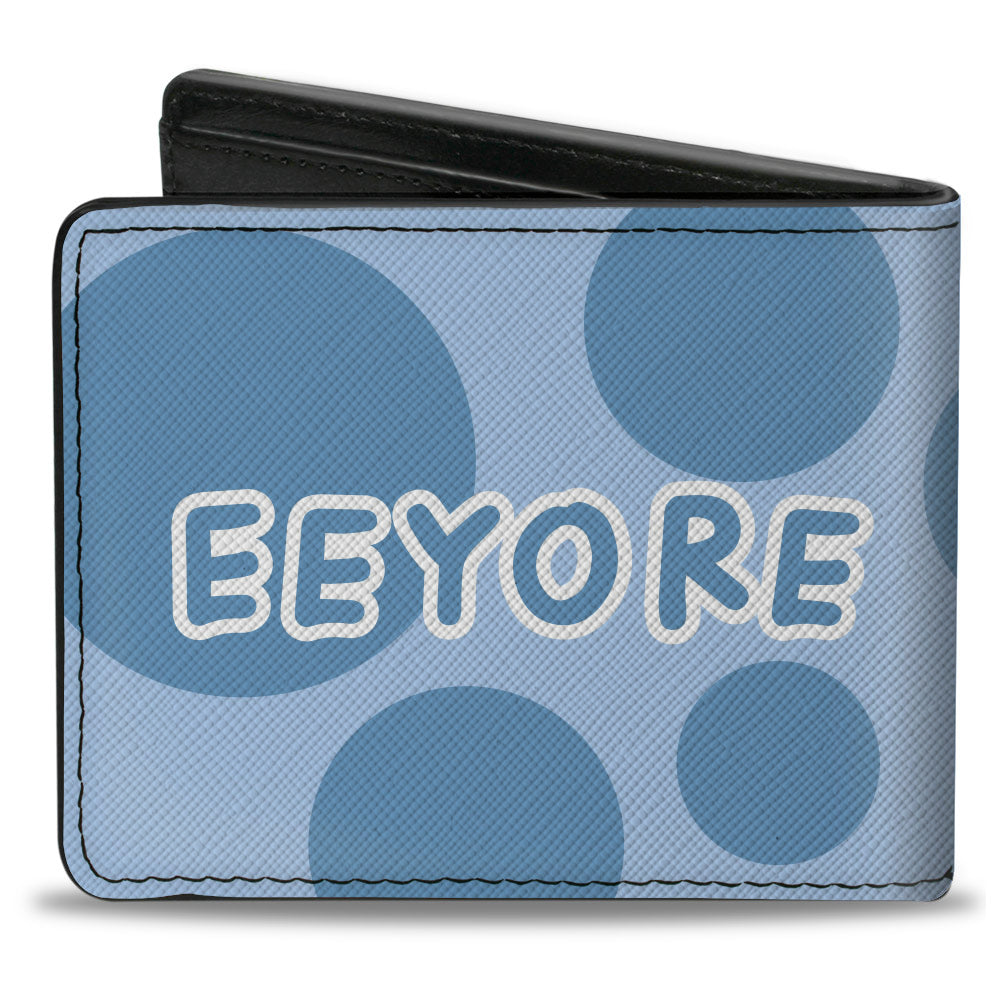 Bi-Fold Wallet - Winnie the Pooh Eeyore Character Close-Up Pose + Text Dot Blues