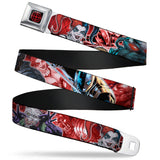 Suicide Squad Target Full Color Black/Red Seatbelt Belt - 5-Suicide Squad Villains Group Reds Webbing