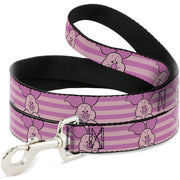 Dog Leash - Winnie the Pooh Piglet Expression Close-Up Stripe Pinks