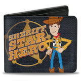 Bi-Fold Wallet - Toy Story Woody SHERIFF STAR HERO Badge Denim Print Blues Golds