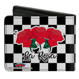 Bi-Fold Wallet - Loteria LA ROSA Rose Checker Black White