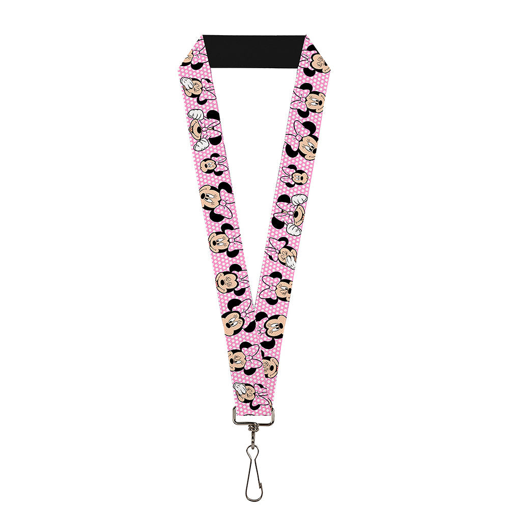 Lanyard - 1.0" - Minnie Mouse Expressions Polka Dot Pink White