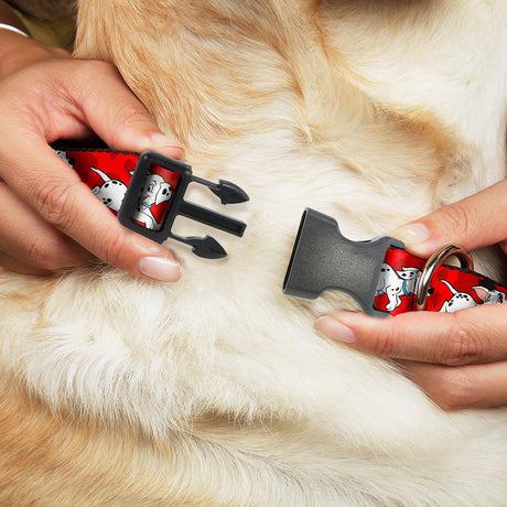 Plastic Clip Collar - Dalmatians Running/Paws Reds/White/Black