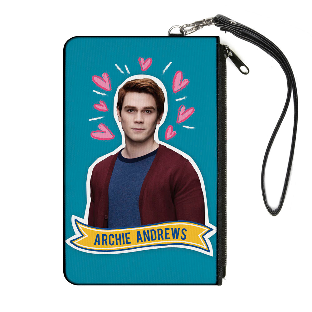 Canvas Zipper Wallet - SMALL - Riverdale ARCHIE ANDREWS Pose Hearts Doodle Blue White Pinks