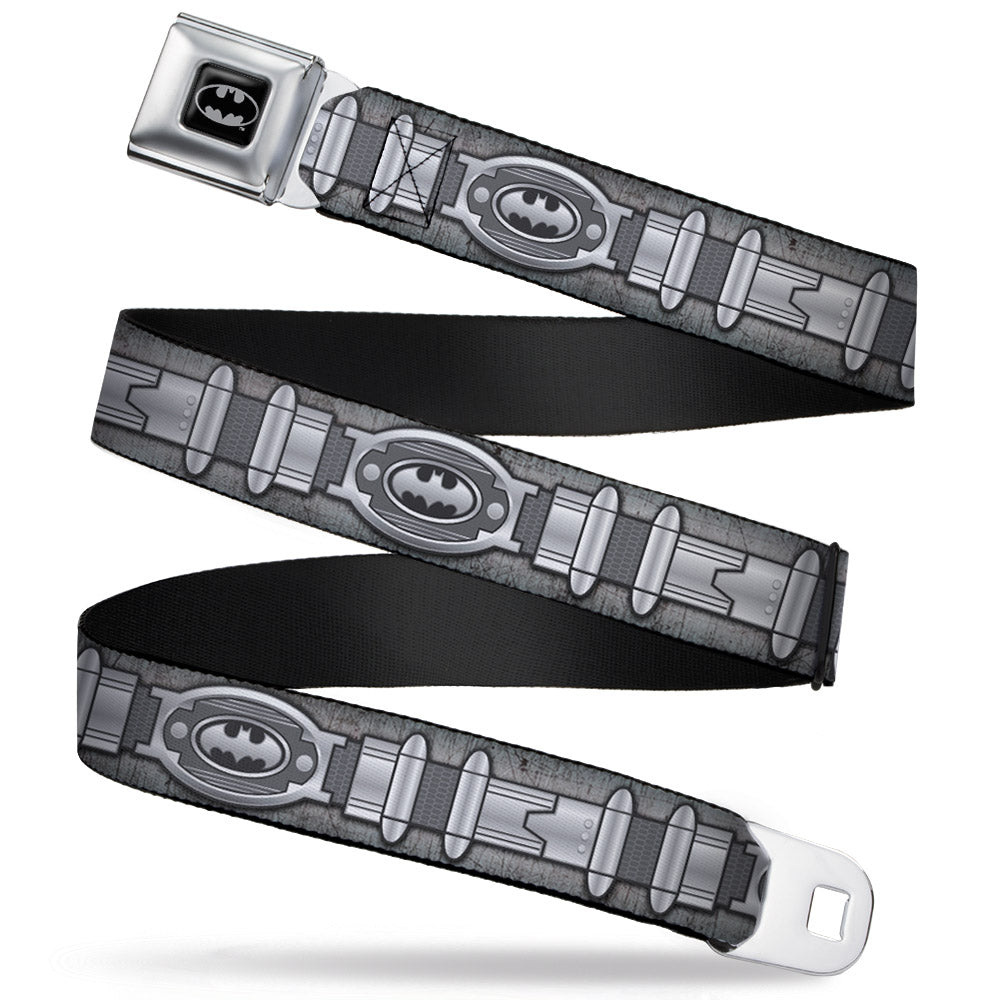 Batman Full Color Black Silver Black Seatbelt Belt - Batman Utility Belt Grays Webbing