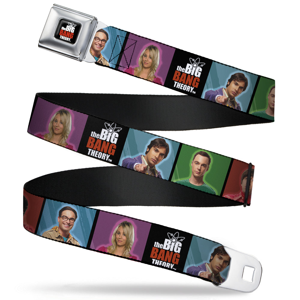 THE BIG BANG THEORY Full Color Black White Red Seatbelt Belt - BBT Character Blocks w/Logo Webbing