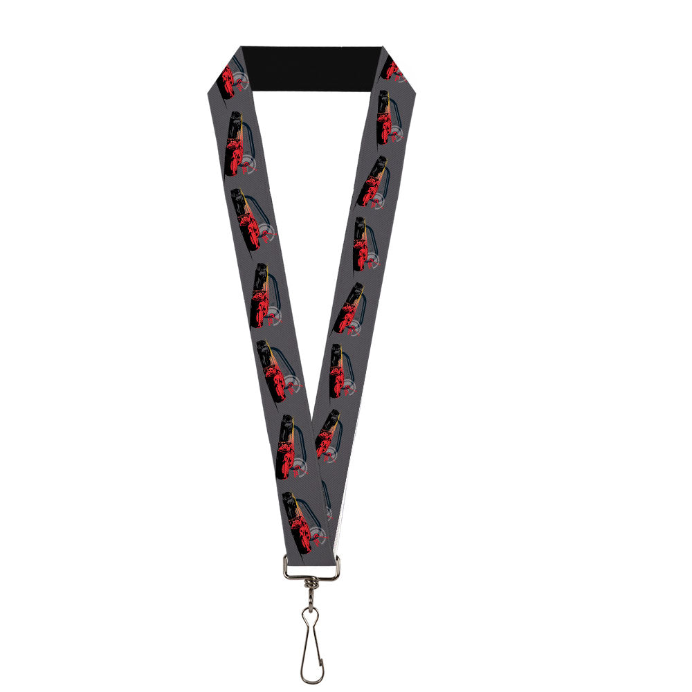 Lanyard - 1.0" - Cars 3 Lightning McQueen Storm Jackson Racing Pose Grays Black Reds