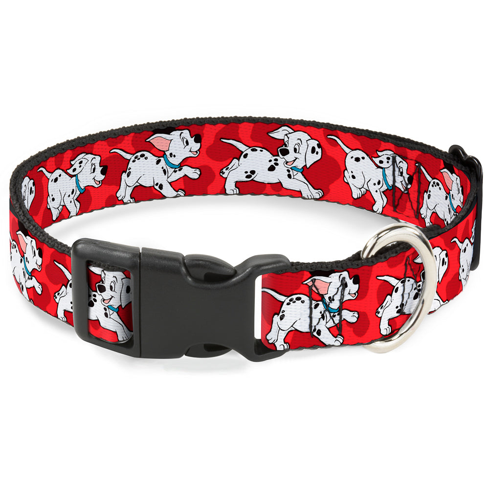 Plastic Clip Collar - Dalmatians Running/Paws Reds/White/Black