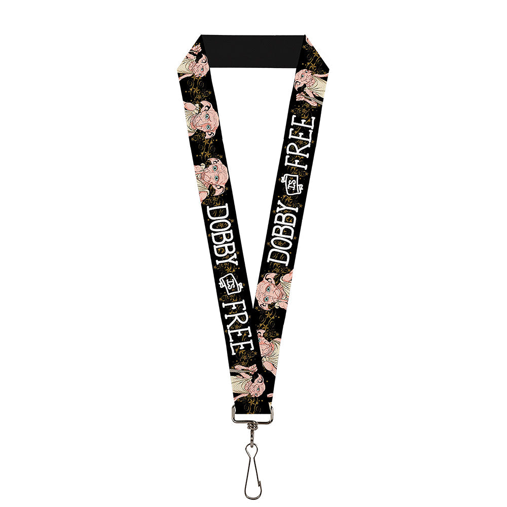 Lanyard - 1.0" - DOBBY IS FREE 3-Dobby Poses Star Swirls Black Gold White