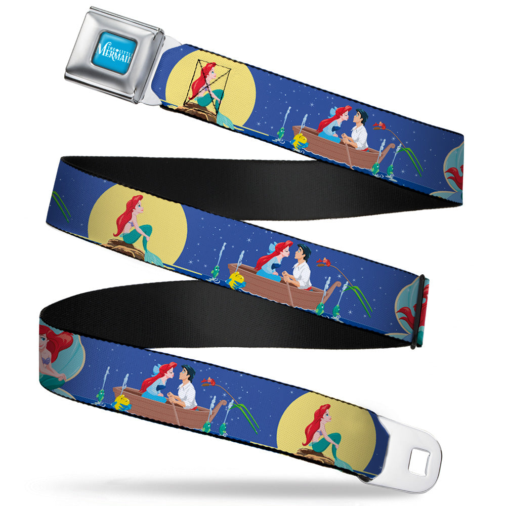 THE LITTLE MERMAID Logo Full Color Turquoise White Seatbelt Belt - The Little Mermaid Ariel Poses/Under the Sea Scene3 Webbing