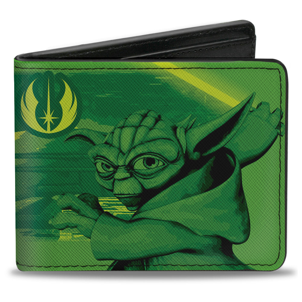 Bi-Fold Wallet - Star Wars The Clone Wars Yoda JEDI MASTER Action Pose Greens