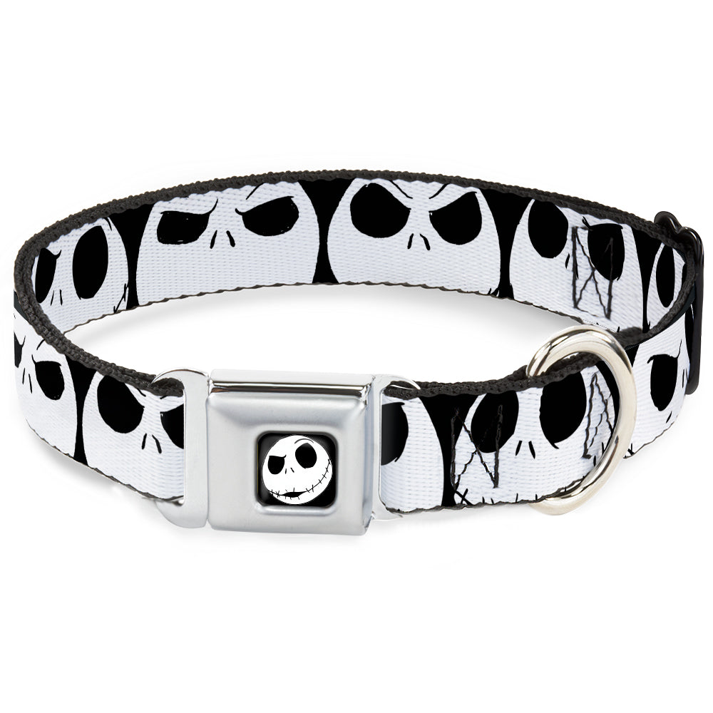 Jack Expression2 Full Color Seatbelt Buckle Collar - Nightmare Before Christmas 7-Jack Expressions CLOSE-UP Black/White