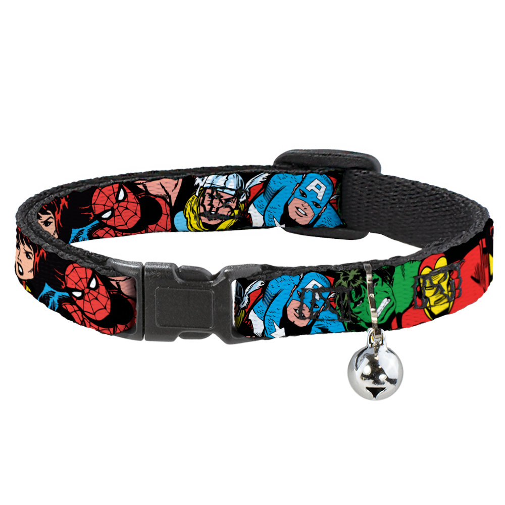 MARVEL COMICS Cat Collar Breakaway - 5-Marvel Characters Black