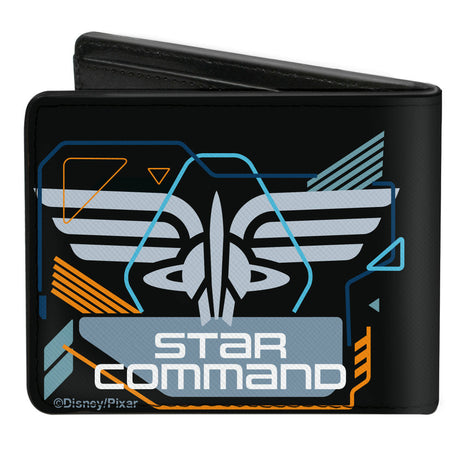 Bi-Fold Wallet - Lightyear STAR COMMAND Wings Text Logo2 Black Blues Orange