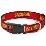 Plastic Clip Collar - BAZINGA! Red/Gold/Black