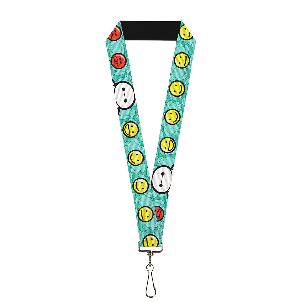 Lanyard - 1.0" - Baymax Mood Expressions Baymax Scattered Turquoise