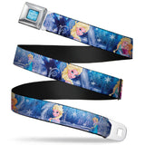 FROZEN Logo Full Color Blues Seatbelt Belt - Frozen Elsa the Snow Queen Poses/Snowflakes Webbing