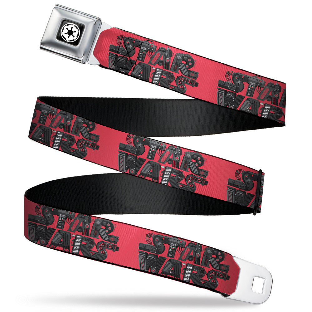 Star Wars Galactic Empire Insignia Full Color Black/White Seatbelt Belt - Galactic Empire STAR WARS Logo Reds/Black/Grays Webbing