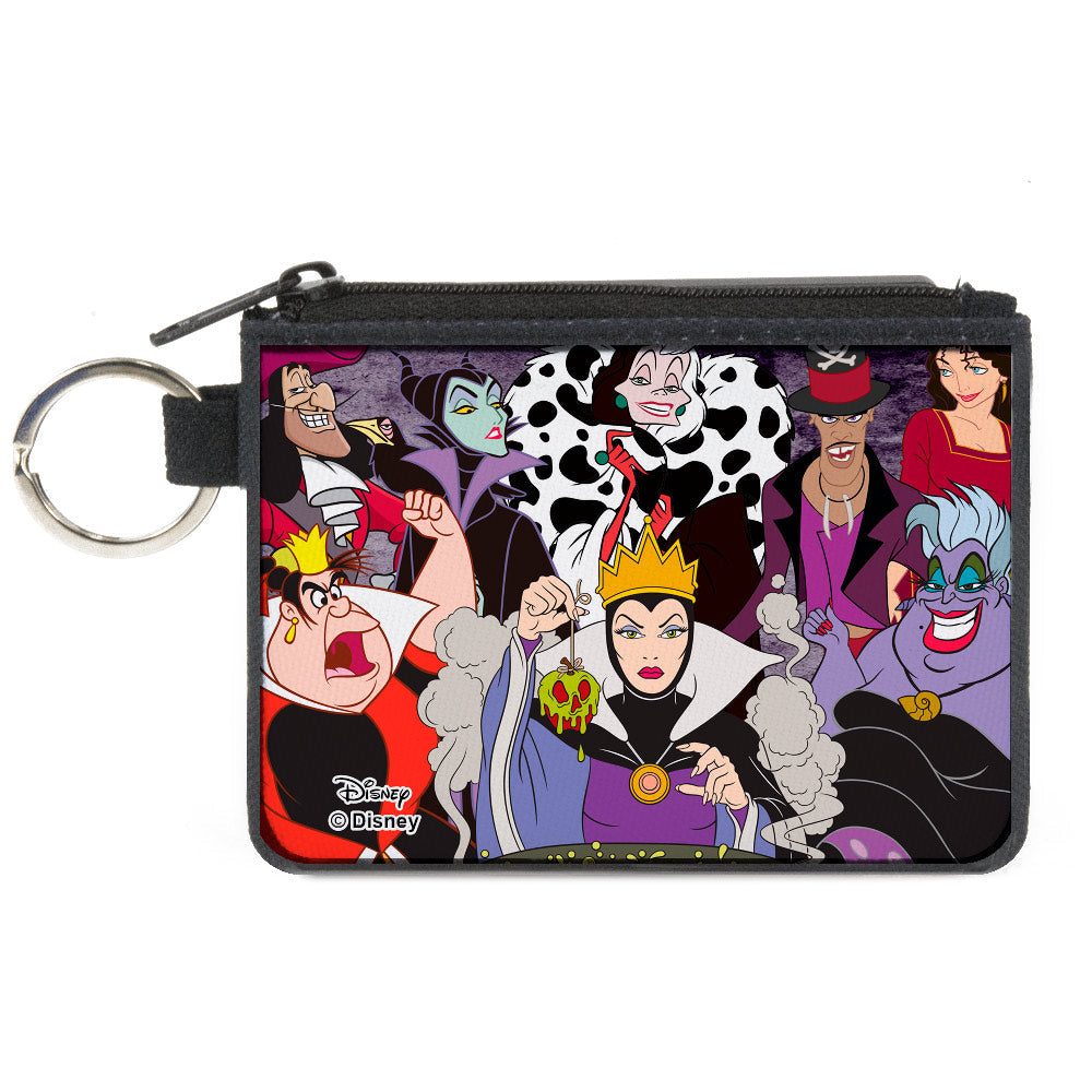 Canvas Zipper Wallet - MINI X-SMALL - Disney 8-Villains Group Pose Purple Fade