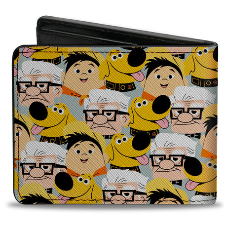 Bi-Fold Wallet - Up 3-Character Faces Stacked Gray