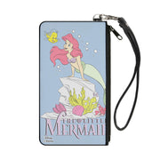 Canvas Zipper Wallet - SMALL - THE LITTLE MERMAID Flounder and Ariel Pose Blue