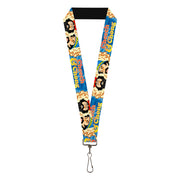 Lanyard - 1.0" - CHEECH & CHONG Caricature Faces3 Smoke Cloud Spiral Tie Dye Blues