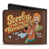 Bi-Fold Wallet - Scooby Doo and Shaggy SCOOBY ATE MY HOMEWORK Pose Brown