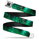 Harry Potter Logo Full Color Black/White Seatbelt Belt - HARRY POTTER Smoke Skulls Black/Greens Webbing