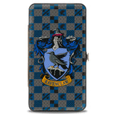 Hinged Wallet - Harry Potter RAVENCLAW Crest Heraldry Checkers Gray Blues