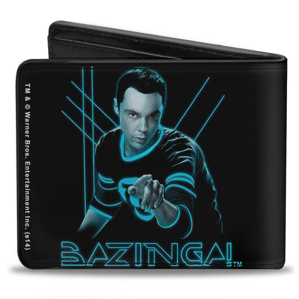 Bi-Fold Wallet -Sheldon BAZINGA! Black Blue Glow