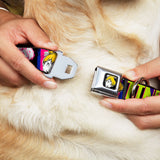 Tink Luxe Full Color Black White Seatbelt Buckle Collar - TINK LUXE Sketch Black/Multi Neon