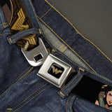 Wonder Woman 2017 Icon Full Color Black/Gold Seatbelt Belt - Wonder Woman 2017 Icon/3-Poses/Lasso of Truth Black/Brown/Golds Webbing