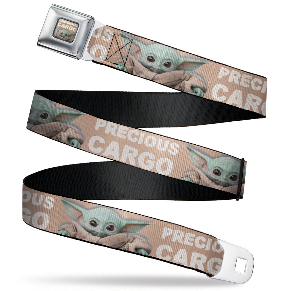 Star Wars The Child Sitting Pose PRECIOUS CARGO CLOSE-UP Full Color Tan/White Seatbelt Belt - Star Wars The Child Sitting Pose PRECIOUS CARGO Tan/White Webbing