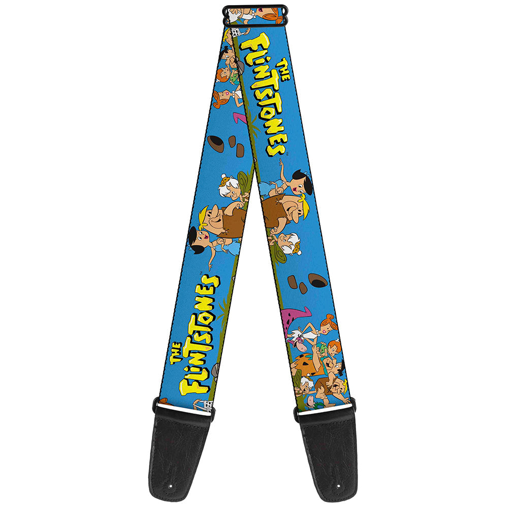 Guitar Strap - The Flintstones and Rubbles Group Pose Logo Blue