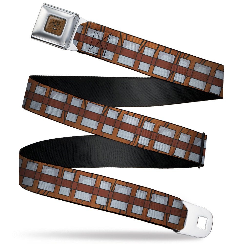 Star Wars Chewbacca Face CLOSE-UP Full Color Brown Seatbelt Belt - Star Wars Chewbacca Bandolier Bounding Browns/Gray Webbing