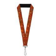 Lanyard - 1.0" - Pinocchio Poses Black White Multi Color