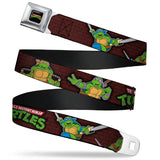 Classic TMNT Logo Full Color Seatbelt Belt - Classic TEENAGE MUTANT NINJA TURTLES Battle Poses/Group Pose7 Webbing