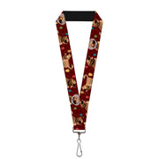 Lanyard - 1.0" - Dug 4-Poses Balloons Paw Print Reds