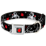 Apple Glow Full Color Black Red Seatbelt Buckle Collar - SNOW WHITE Apple Poses/Butterflies Black/Gray/Red