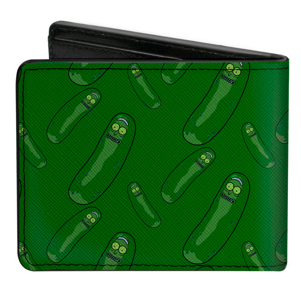 Bi-Fold Wallet - Rick and Morty Pickle Rick Pose Scattered Greens