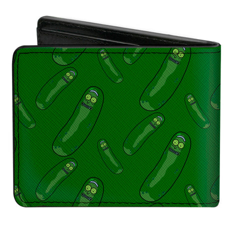 Bi-Fold Wallet - Rick and Morty Pickle Rick Pose Scattered Greens