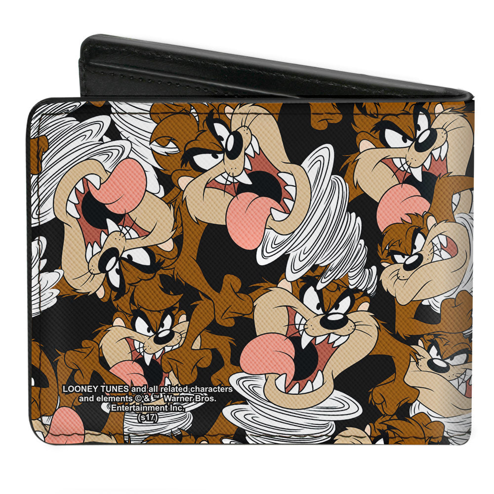 Bi-Fold Wallet - Tasmanian Devil Vortex Poses Scattered Black