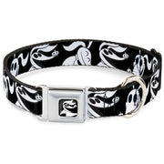 Nightmare Before Christmas Zero Smiling Full Color Black/White Seatbelt Buckle Collar - Nightmare Before Christmas Zero Expressions Black/White