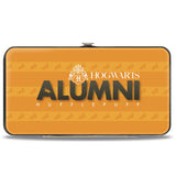 Hinged Wallet - HOGWARTS ALUMNI HUFFLEPUFF + Initial Monogram Badger Icon Stripe Golds White Grays