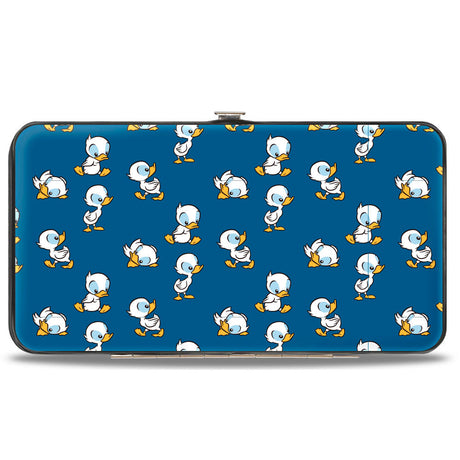 Hinged Wallet - Lilo & Stitch Duckling Poses Scattered Blue