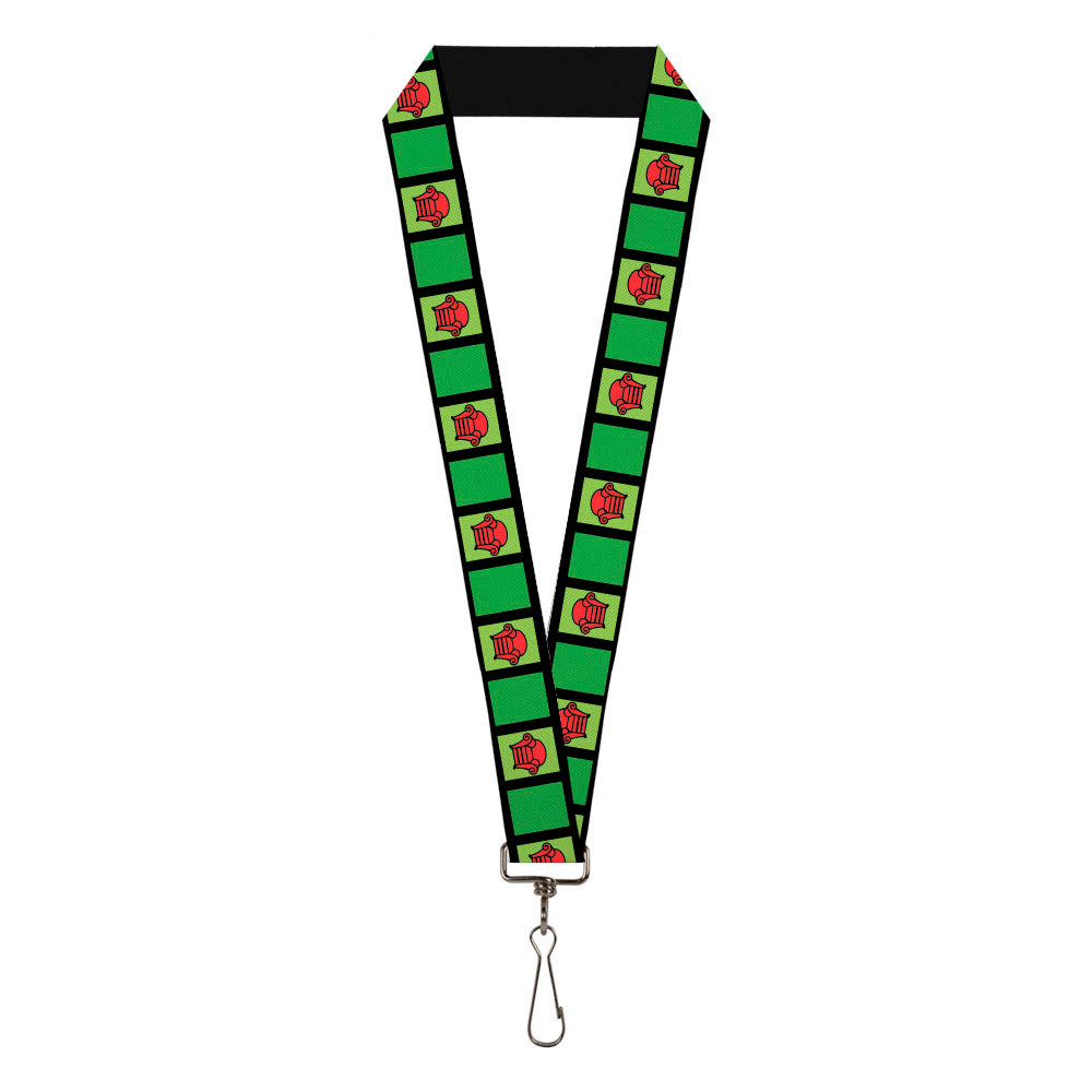 Lanyard - 1.0" - Blue's Clues Steve's Stripe and Thinking Chair Black Greens Red