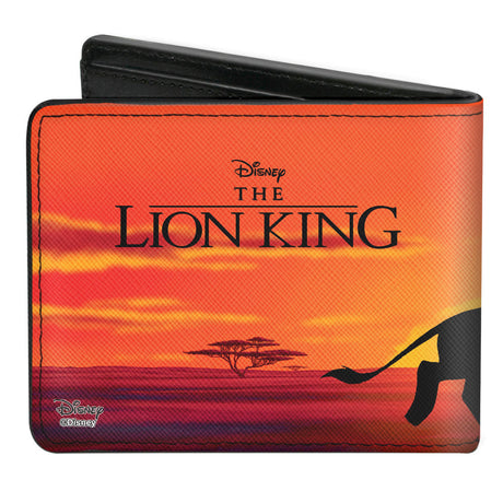 Bi-Fold Wallet - THE LION KING Hakuna Matata Simba Pumbaa Timon Sunset Silhouette Reds Black