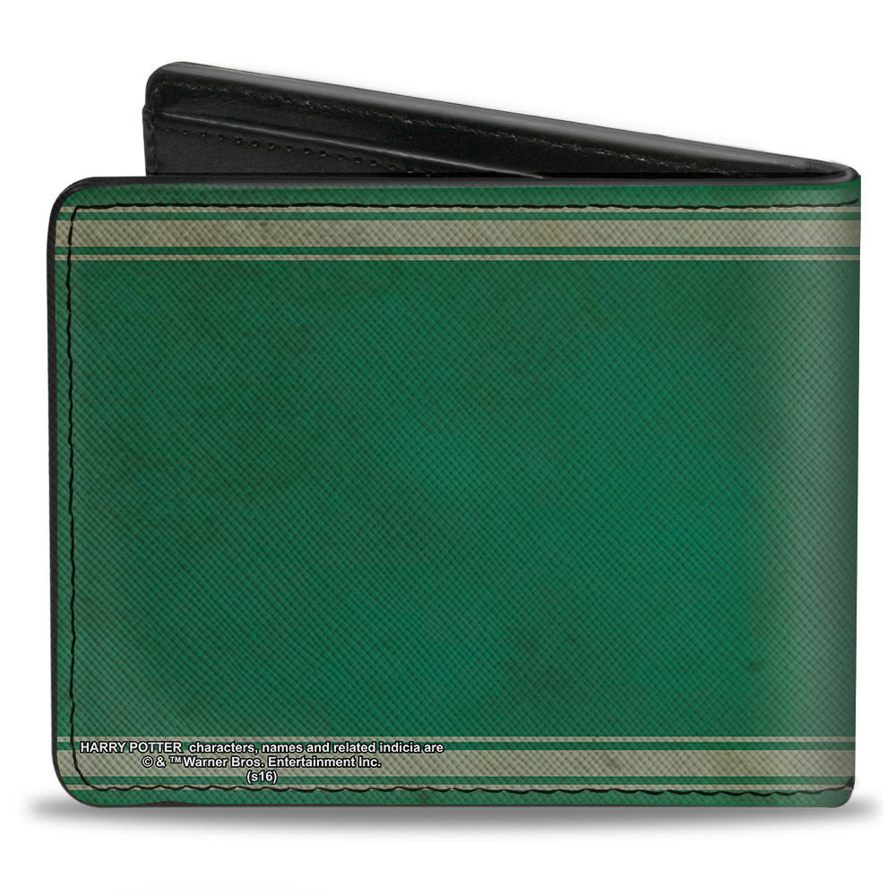 Bi-Fold Wallet - SLYTHERIN Crest Stripe6 Weathered Greens Grays